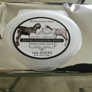Beekman 1802 Facial Cleansing Wipes (100 count) PURE GOAT (FRAGRANCE FREE) NEW